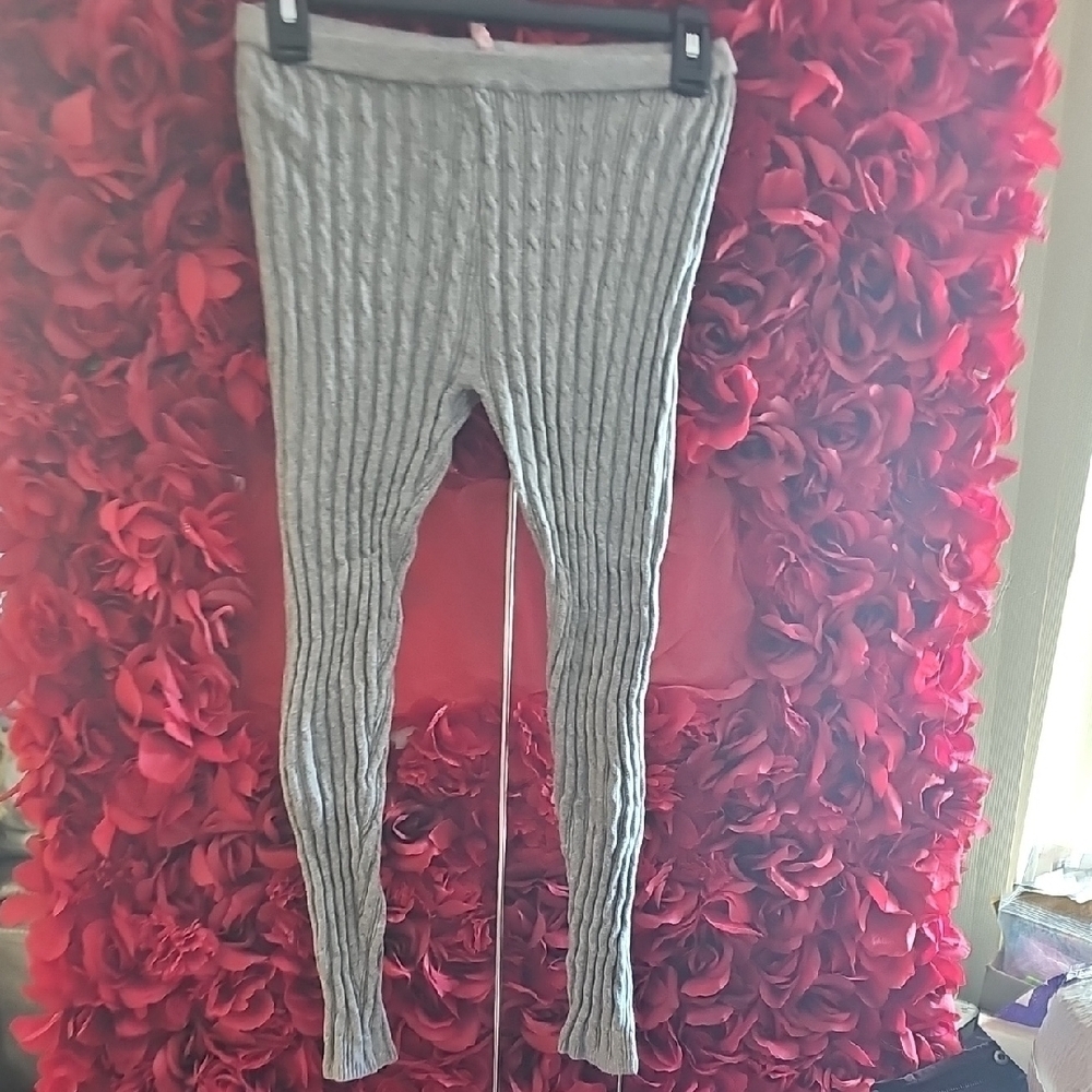 Girls Size 16 Gray Cable Knit Sweater Footless Leggings
